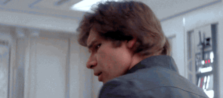 GIF of Han Solo in Echo Base on Hoth turning around indignantly and saying, 