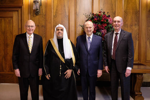 Members of the First Presidency of The Church of Jesus Christ of Latter-day Saints meet His Excellency Dr. Mohammad Al-Issa, secretary-general of the Muslim World League, on November 5, 2019